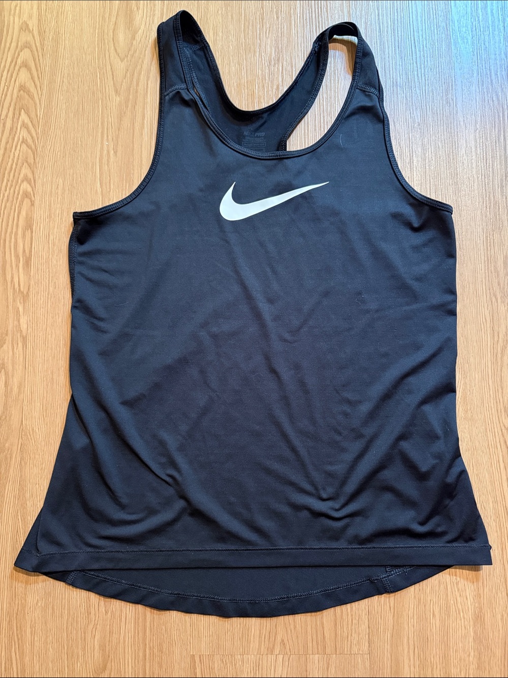 Nike Pro Black Racerback Tank with White Swoosh